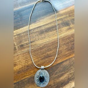 Elegant Silver and Black Pendant Necklace